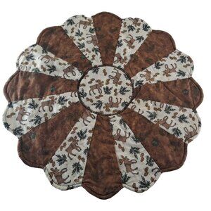 Handmade Quilted Centerpiece Moose & Trees Doily Table Charger Reversible 19"